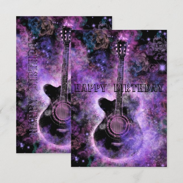 Rock and Roll Birthday Card Karte (Vorne/Hinten)