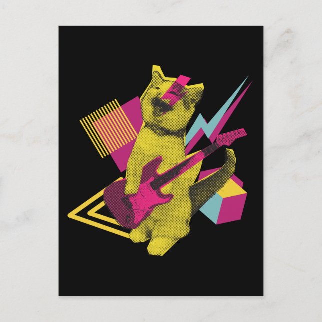Rock and Roll Cat Guitar Musician Postkarte (Vorderseite)