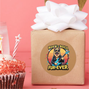 Rock and Roll Deutscher Schäferhund Retro-Sonnenun Runder Aufkleber