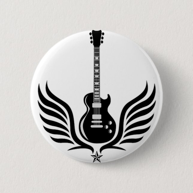 rock and roll electric guitar wings button (Vorderseite)
