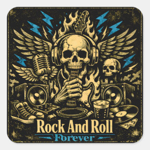 Rock And Roll Forever – Ewiger Musikstolz Quadratischer Aufkleber