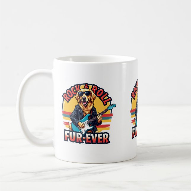 Rock and Roll Fur Ever Golden Retriever Dog Kaffeetasse (Links)