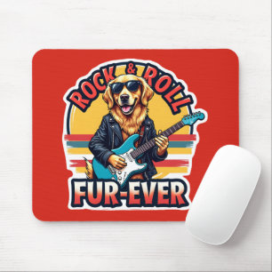 Rock and Roll Fur Ever Golden Retriever Dog Mousepad