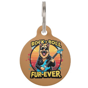 Rock and Roll German Shepherd Retro Sunset Art Haustiermarke