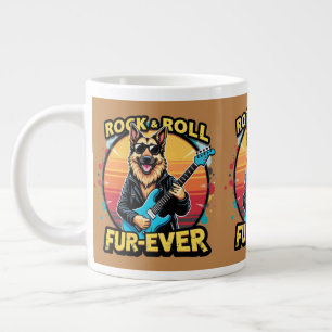 Rock and Roll German Shepherd Retro Sunset Art Jumbo-Tasse