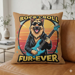 Rock and Roll German Shepherd Retro Sunset Art Kissen