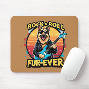 Rock and Roll German Shepherd Retro Sunset Art Mousepad