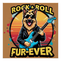 Rock and Roll German Shepherd Retro Sunset Art
