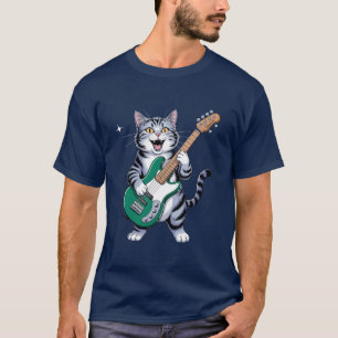 Rock And Roll Gitarre spielende Katze T-Shirt