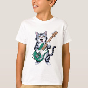 Rock And Roll Gitarre spielende Katze T-Shirt