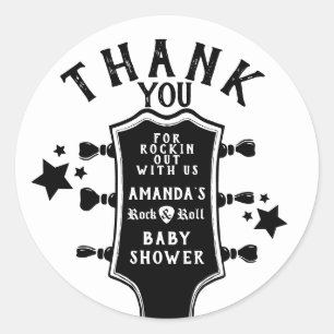 Rock and Roll Guitar Baby Dusche Vielen Dank Runder Aufkleber