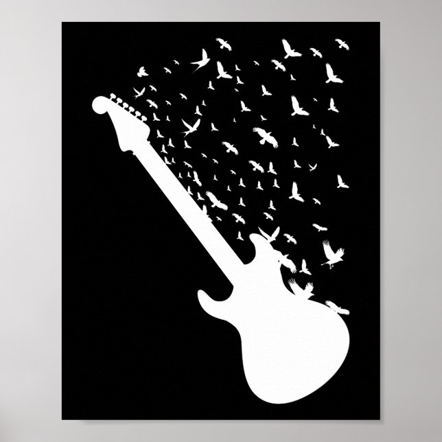 Rock and Roll Guitar Birds Music Lover Poster (Vorne)