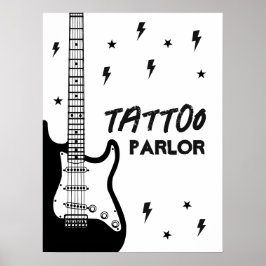 Rock and Roll Guitar Geburtstag Tattoo Parlor Zeic Poster