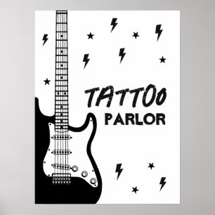 Rock and Roll Guitar Geburtstag Tattoo Parlor Zeic Poster
