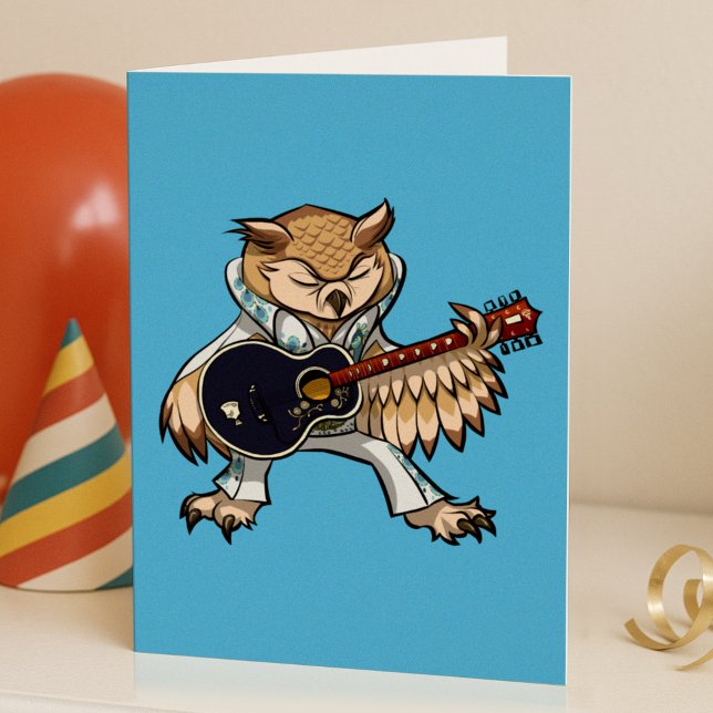 Rock and Roll Guitar Owl in Jumpsuit Cartoon (Von Creator hochgeladen)