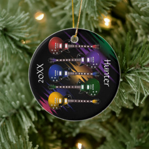 Rock and Roll Guitar Sound Wave Keramik Ornament