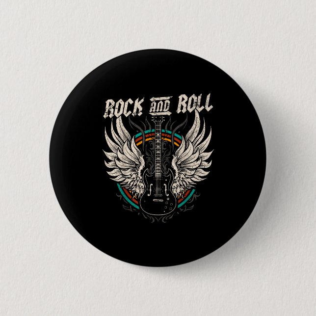 Rock And Roll Guitar Vintage Rock Music  Button (Vorderseite)