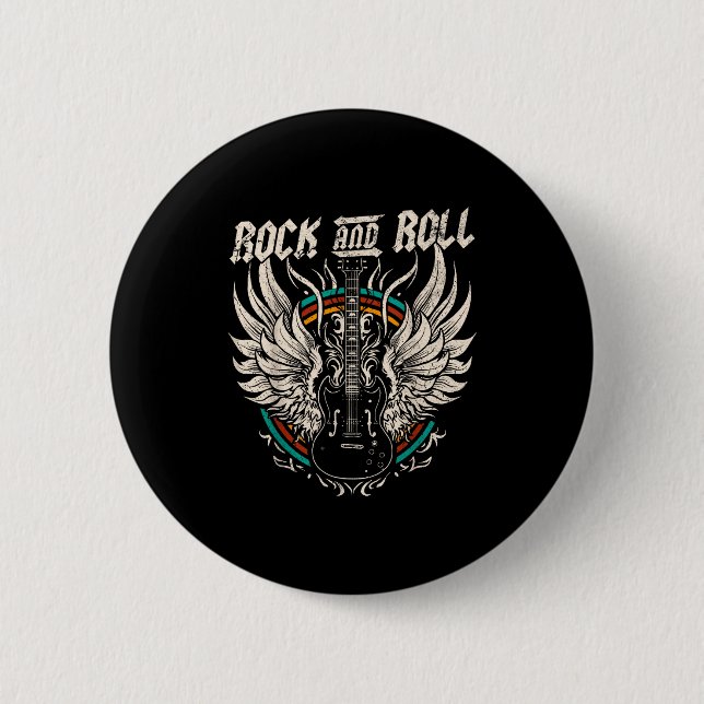 Rock And Roll Guitar Vintage Rock Music  Button (Vorderseite)
