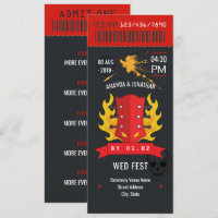 Rock and Roll Hochzeit Ticket individuelle Einladu