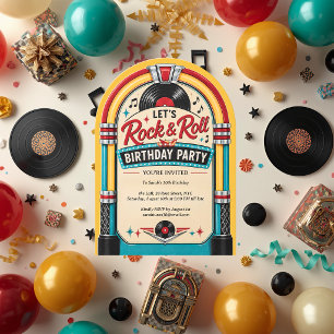 Rock and Roll Jukebox Vintage Musik Geburtstag Einladung