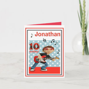 Rock and Roll Jungen-Geburtstagskarte zum 10. Gebu Karte