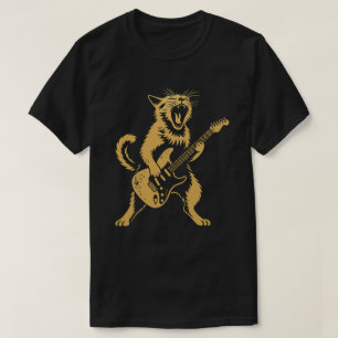 Rock-and-Roll-Kat spielt Gitarre Lustige Musik-K T-Shirt