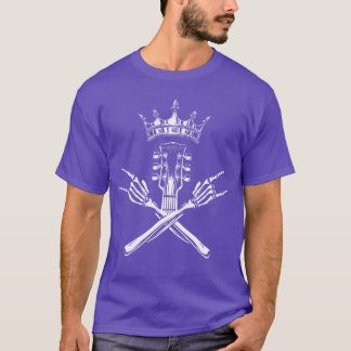 Rock and Roll King Skeleton Hands and Guitar Rock  T-Shirt
