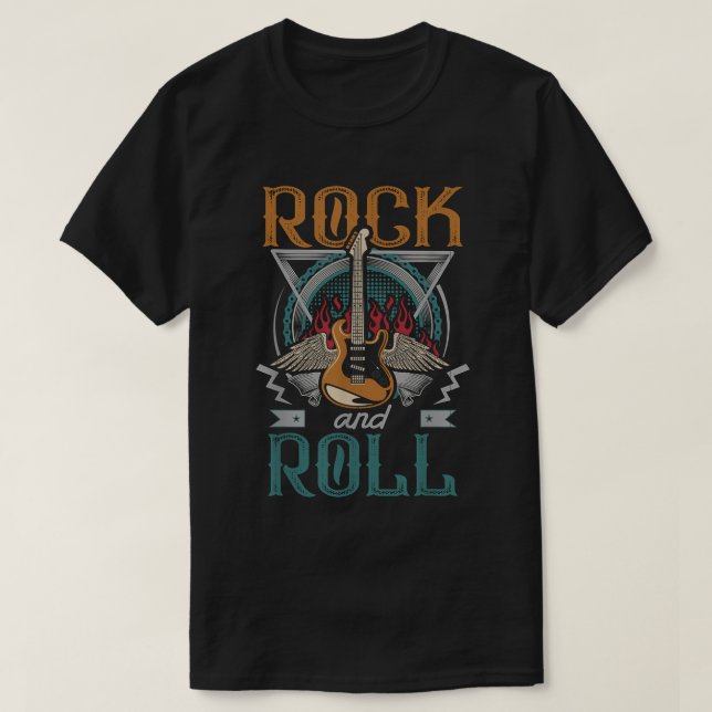 Rock and Roll Music Tee | Gitarre & Flügel (Design vorne)