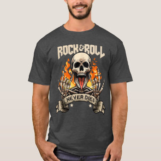 Rock And Roll Never Die Vintage Retro RockRoll Roc T-Shirt