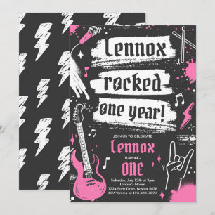 Rock and Roll Party Rocked One Year 1 Einladung