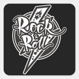 ROCK AND ROLL QUADRATISCHER AUFKLEBER