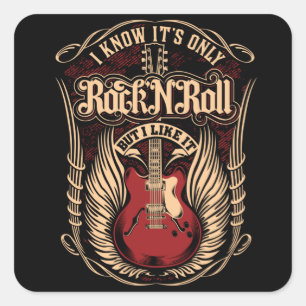 ROCK AND ROLL QUADRATISCHER AUFKLEBER