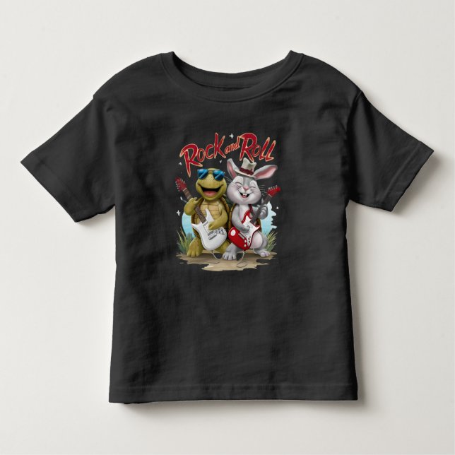 Rock and Roll Rabbit and Tortoise Jam Session Kleinkind T-shirt (Vorderseite)