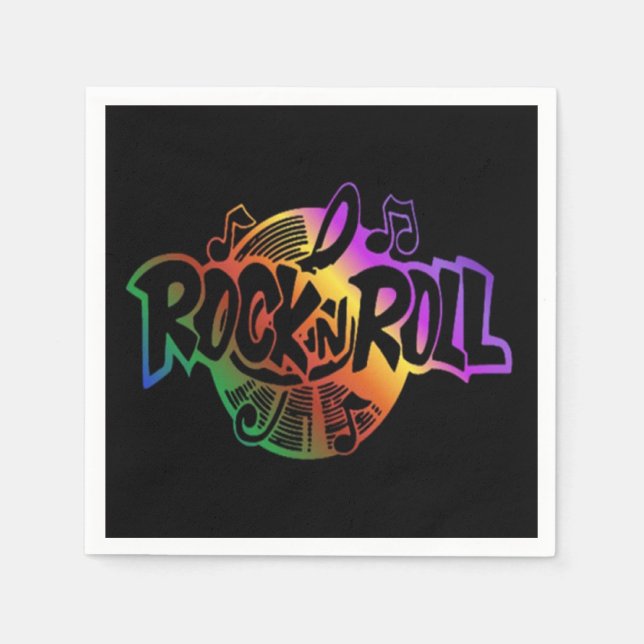 Rock and Roll Rainbow Music Theme Napkins Serviette (Vorderseite)