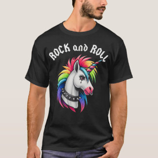 Rock-and-Roll-Regenbogen-Einhorn-Emo-Goth T-Shirt