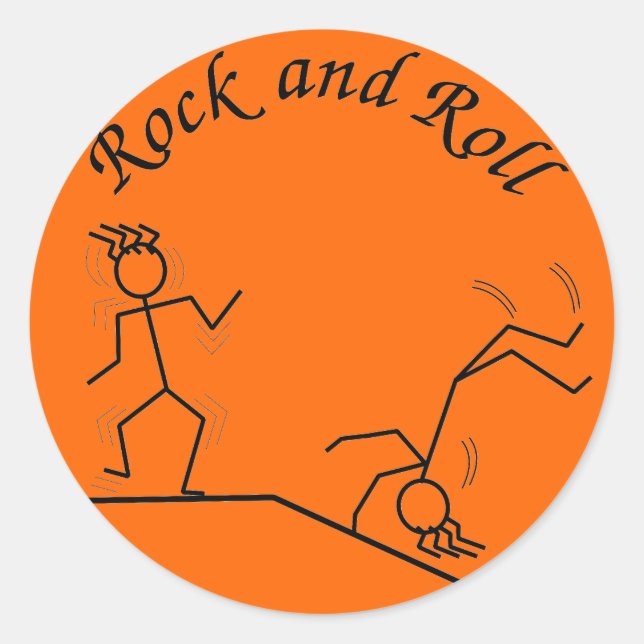 Rock and Roll Runder Aufkleber (Vorderseite)