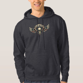 Rock And Roll Schädel Geflügelter Schild Hoodie