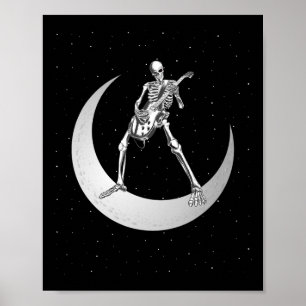 Rock and Roll Skeleton Gitarrenrock auf dem Mond s Poster