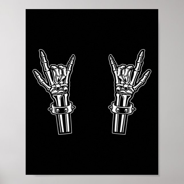 Rock and Roll Skeleton Handrock Rock on Funny Rock Poster (Vorne)