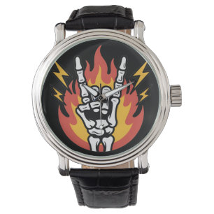 Rock-and-Roll-Skeletthand: Klassisches Rock-On-Zei Armbanduhr