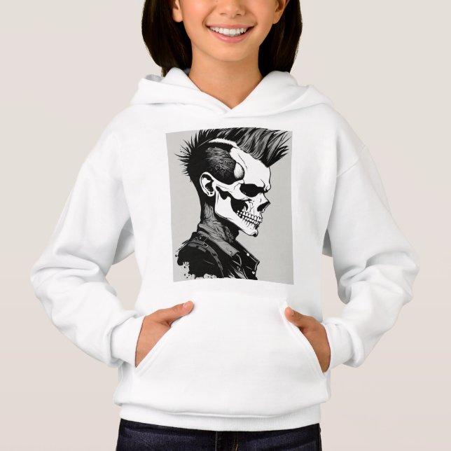 Rock and Roll Skull and Crossbones Band Logo T-Shi Hoodie (Vorderseite)