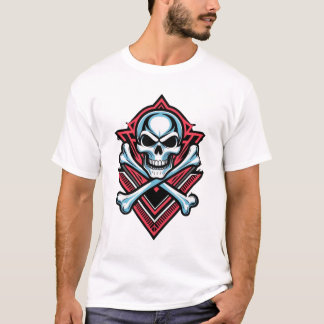 Rock and Roll Skull & Crossbones Tattoo T - Shirt 