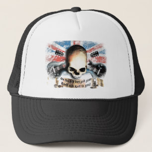 rock and roll skull flag and guitars truckerkappe