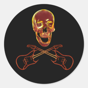 Rock and Roll Skull Runder Aufkleber