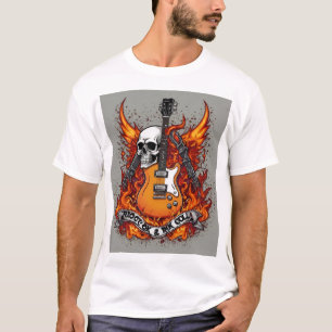 Rock and Roll Skull Tattoo T - Shirt - Edgy Skull