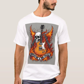 Rock and Roll Skull Tattoo T - Shirt - Edgy Skull 