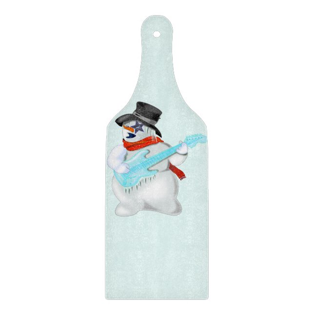 Rock and Roll Snowman Cutting Board Schneidebrett (Vorderseite)