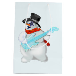 Rock and Roll Snowman Gift Bag Mittlere Geschenktüte