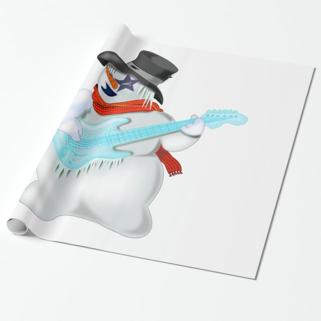 Rock and Roll Snowman Wrapping Paper Geschenkpapier (Ungerollt)