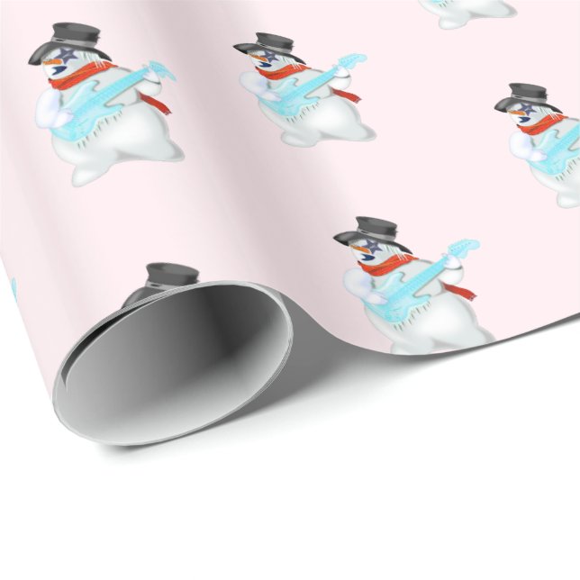 Rock and Roll Snowman Wrapping Paper Geschenkpapier (Rolleneckpunkt)
